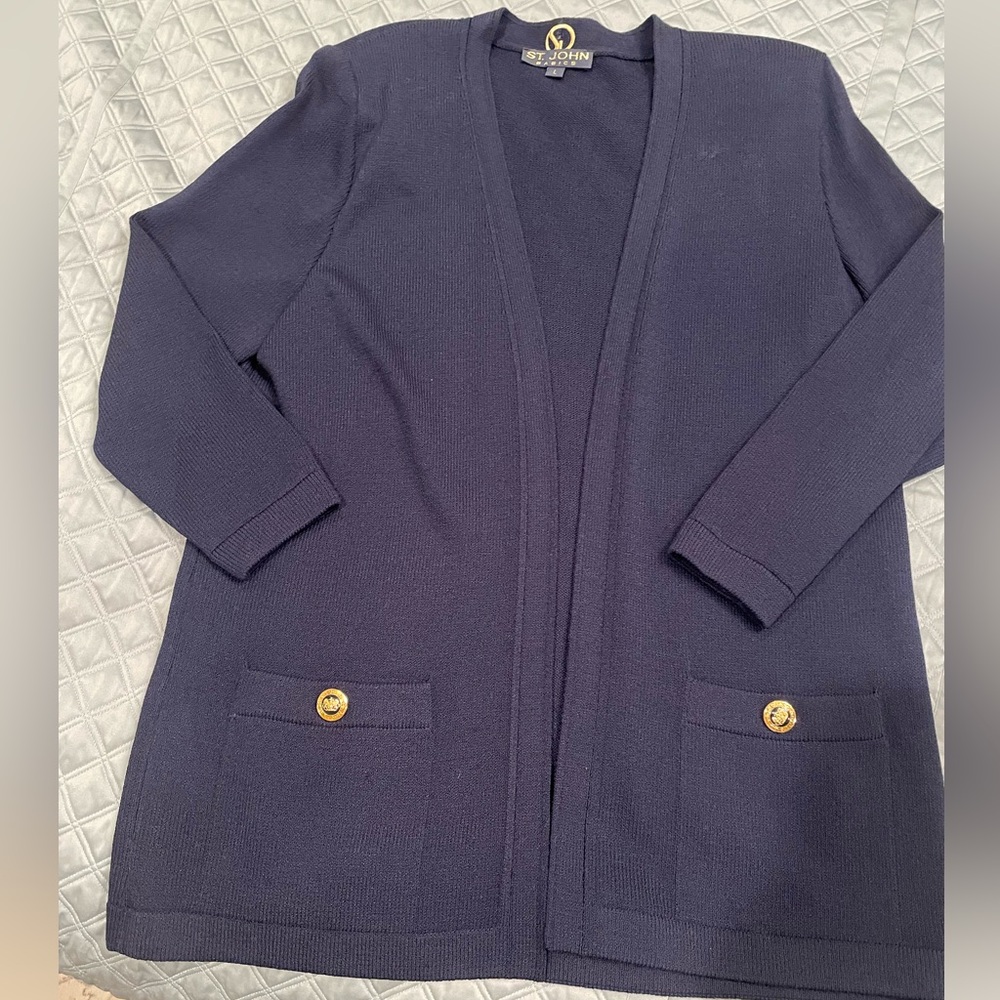 Navy St John Basics cardigan, size large